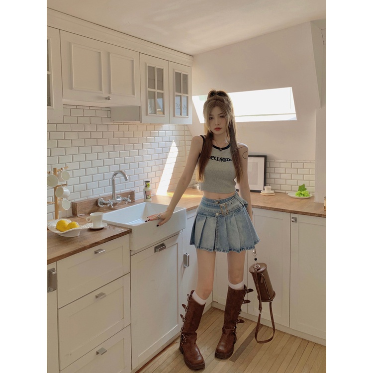 Áo Hai Dây Thêu Họa Tiết Chữ I Màu Trắng Thời Trang Mùa Hè Quyến Rũ Cho Nữ