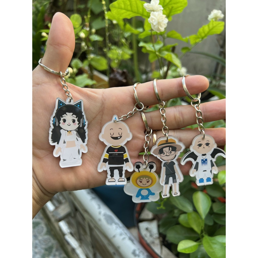 Combo 5 móc khóa play together tặng kèm 1set hình dán sticker 55 miếng dán nhân vật game