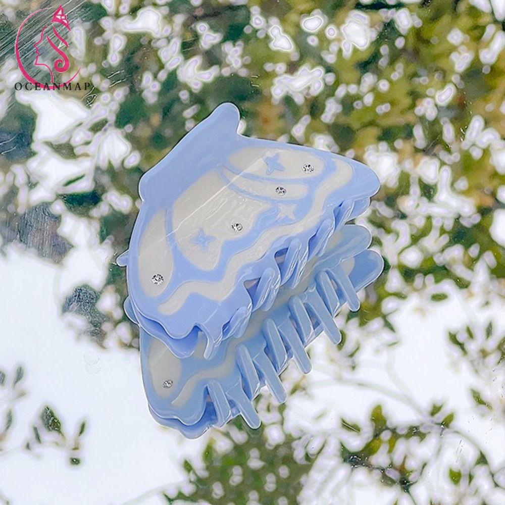 OCEANMAP Kẹp Tóc Càng Cua Màu Cầu Vồng Acetate Cho Nữ