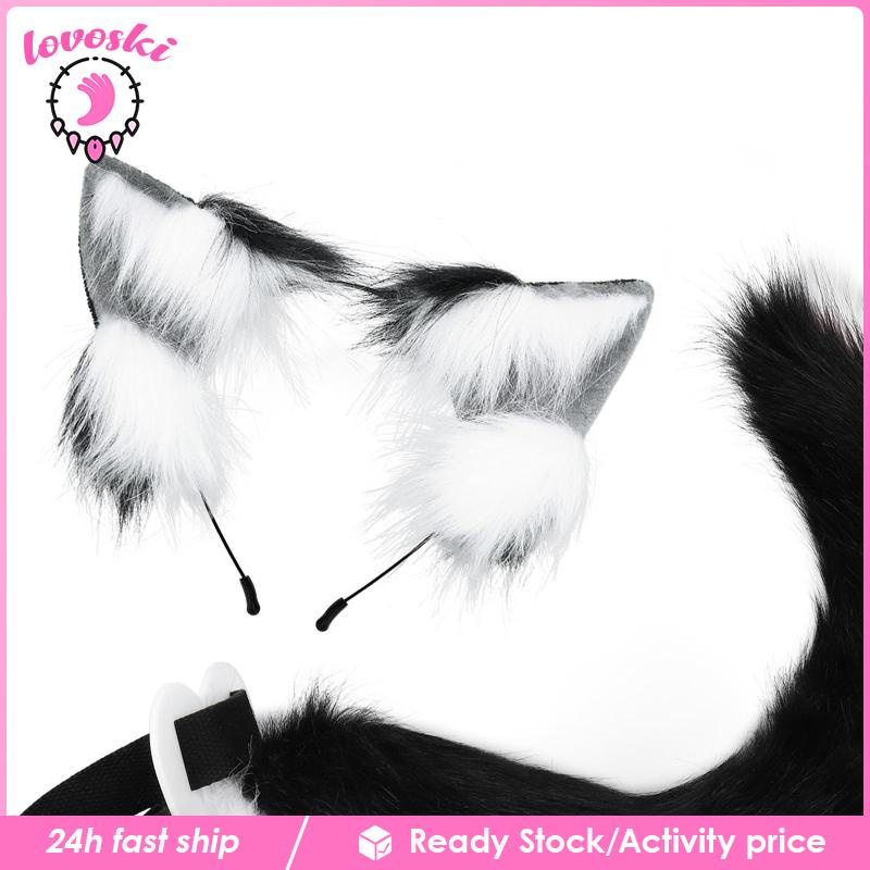 Bộ Kẹp Tóc Tai Và Đuôi Lông Giả Hóa Trang Cho Nữ