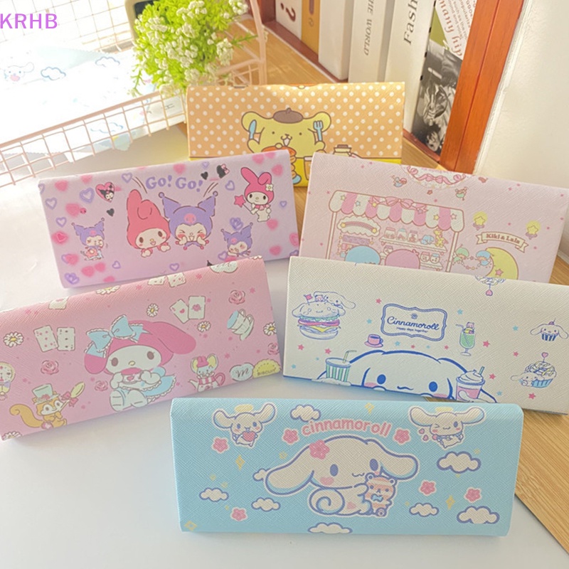 SANRIO Hộp Đựng Mắt Kính Bằng Vải Họa Tiết Hoạt Hình Melody Kuromi Cinnamoroll Dễ Thương Cho Học Sinh Mới