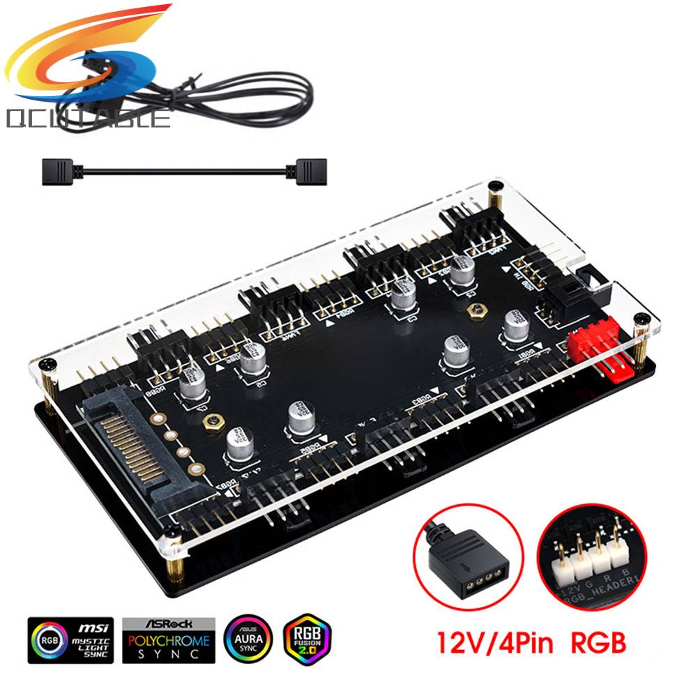 Bộ Chia Cổng 1 Sang 8 Cổng RGB PWM 12V / 4 Pin Cho Bo Mạch Chủ Quạt