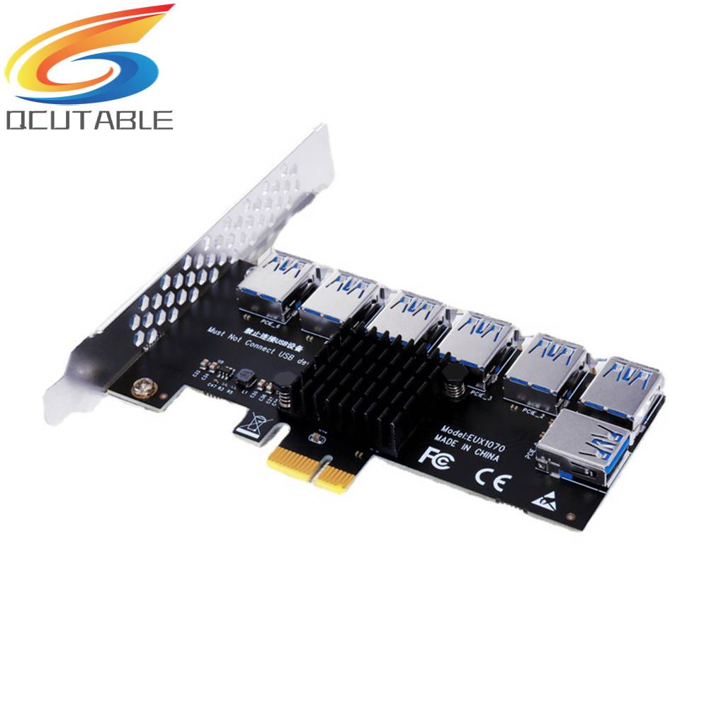 Bảng Mạch Mở Rộng EUX1070 PCI-E 1x 1 Sang 7 Cho BTC Mining PCI Giao Diện Usb 3.0
