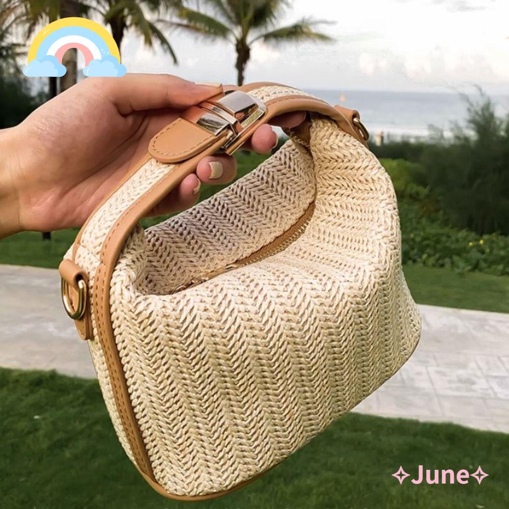 JUNE Túi cói Bằng Rơm Thời Trang Mùa Hè Hàng Mới Dành Cho Bạn Nữ