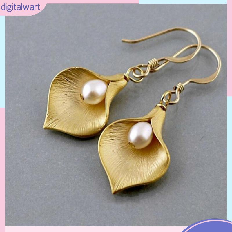 Bông Tai Hình Hoa calla lily Đính Ngọc Trai Nhân Tạo Phong Cách Thời Trang Âu Mỹ