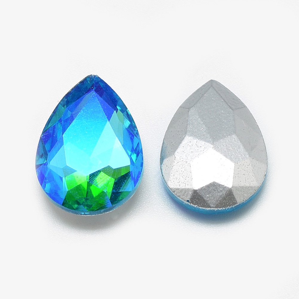 Bộ 50 Đá Cabochons Mạ Thủy Tinh Nhiều Màu Kích Thước 14x10x5mm