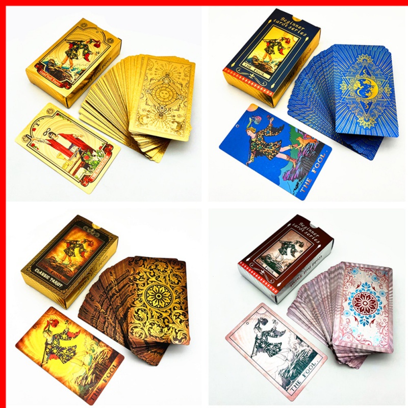 1 Bộ Bài Tarot Bằng Nhựa Chống Thấm Nước Màu Vàng Đen Xanh Lam L742