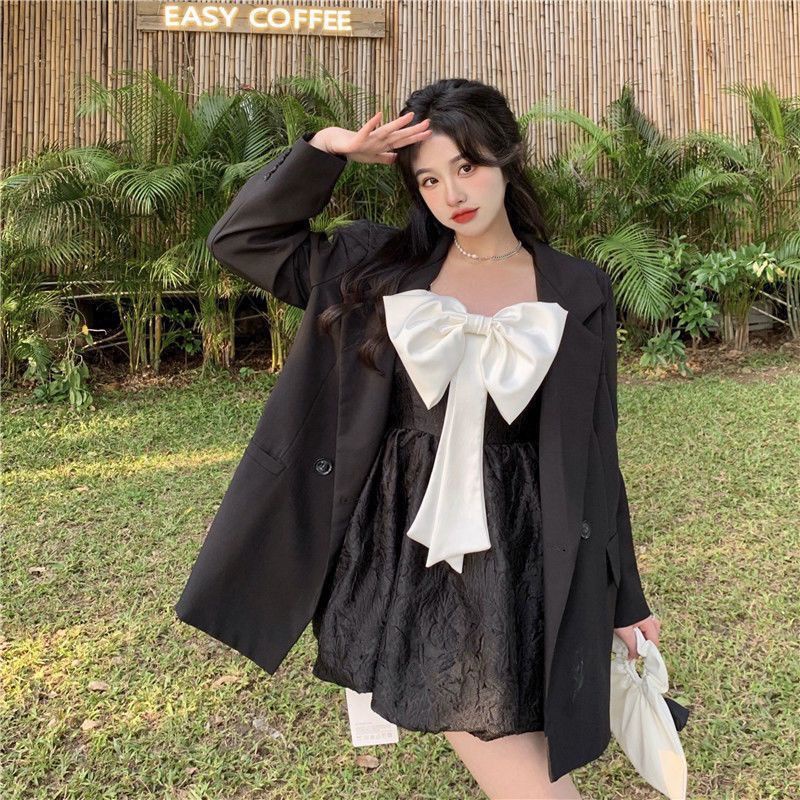 Đầm Hai Dây Mùa Hè 2023 Thiết Kế Ba Chiều Thắt Nơ Nhỏ Phong Cách Mới Cho Nữ