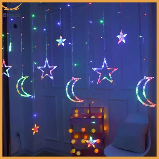 Dây Đèn Led Ip44 Ip44 Hình Mặt Trăng / Ngôi Sao 8 Chế Độ Chống Thấm Nước Trang Trí Giáng Sinh