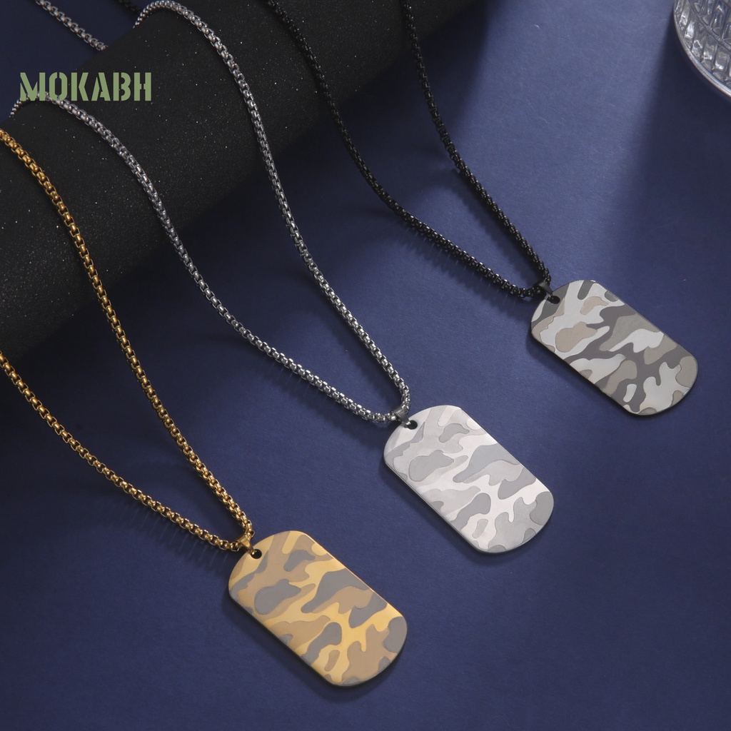 [Mok Abh] Vòng Cổ Bằng Thép Không Gỉ Mạ Điện Mặt Hình Học Phong Cách Hip Hop Thời Trang Cho Nam Mặc Hàng Ngày