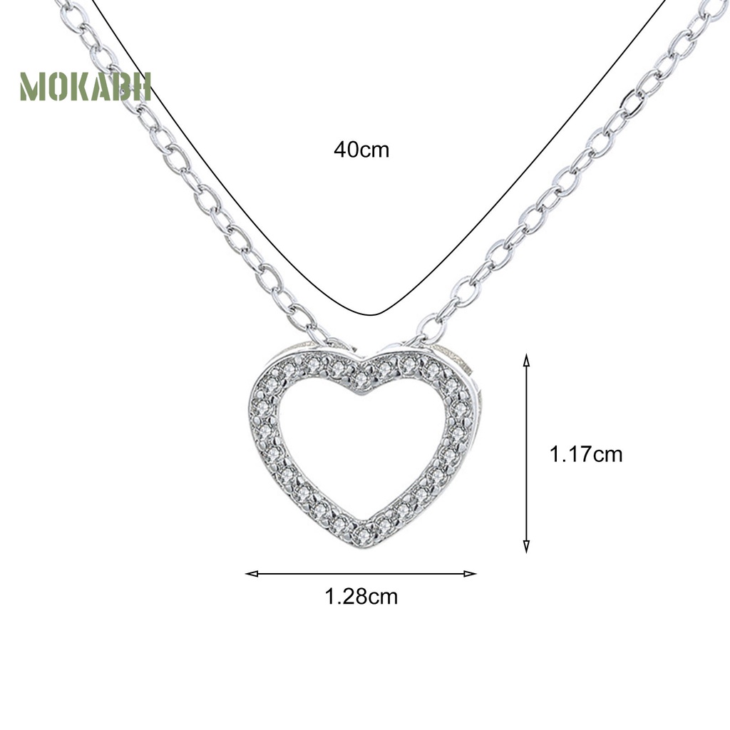 [Mok Abh] Vòng cổ Mặt Hình Trái Tim Và Thánh Giá Đính Kim Cương Giả Chống Rỉ