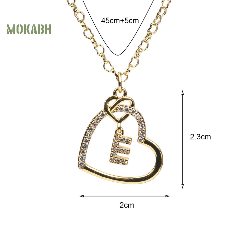 [Mok Abh] Vòng cổ Mặt Hình Trái Tim Và Chữ Cái Đính Đá Zircon Không Gây Dị Ứng Trang Trí Quần Áo