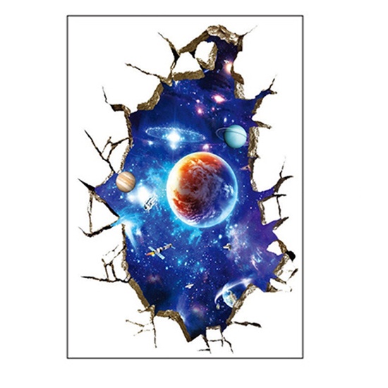 (Bất Ngờ) Hình Dán Tường Ngoài Không Gian Vũ Trụ 3D Nghệ Thuật Tự Làm Thủ Công Trang Trí Phòng Ngủ