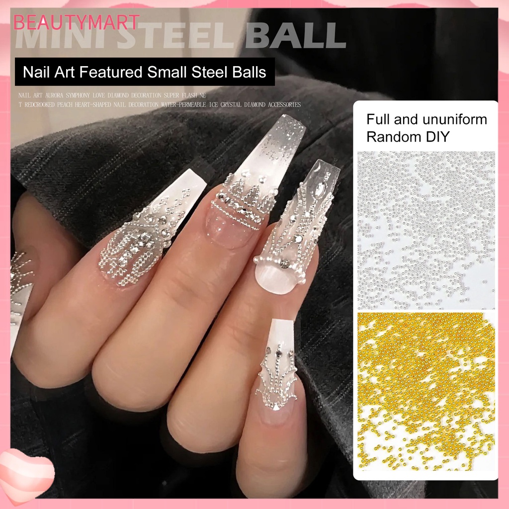 1 Túi Hạt Kim Loại 0.8 / 1mm Lấp Lánh Dùng Trang Trí Móng Tay 3D DIY