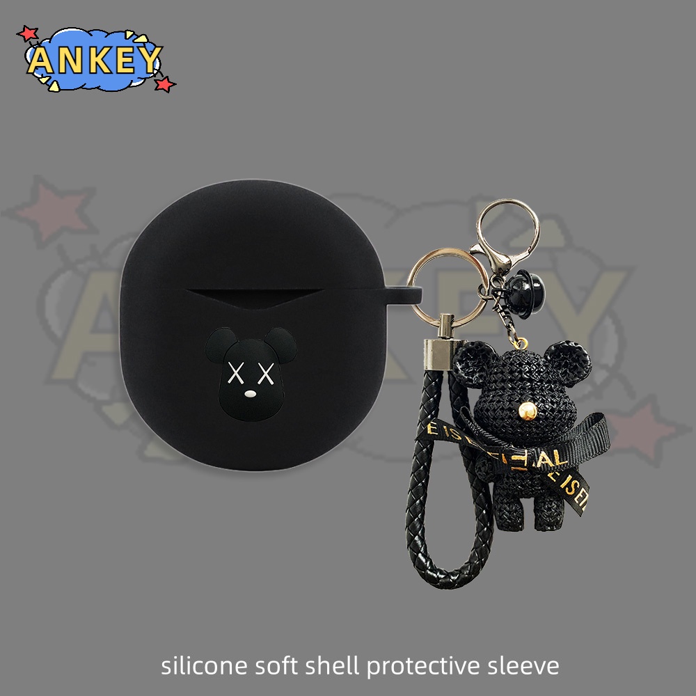 For SoundPEATS Air 4 / Air 3 Deluxe / Capsule 3 Pro Earphone Silicone Case White Dog Earbuds Protective Headphone Cover Headset Skin with Pendant