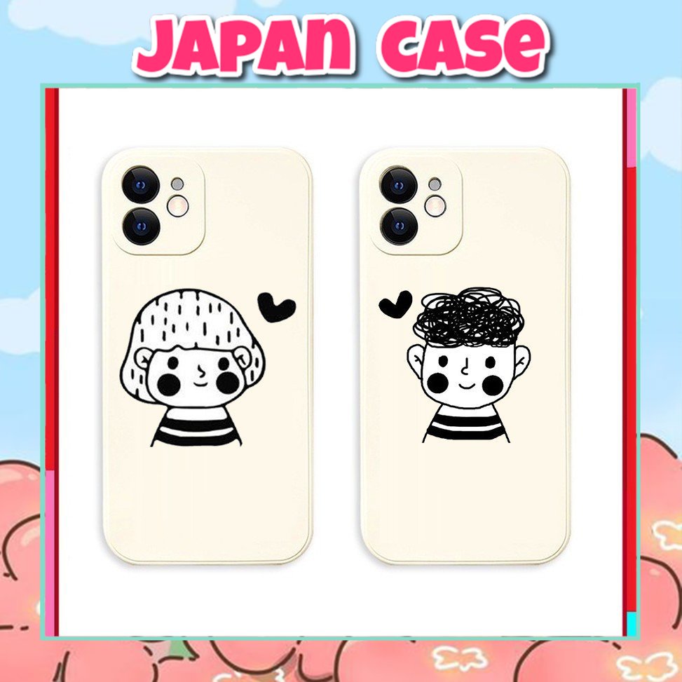 Ốp lưng iphone hình goodboy and goodgirl cute cạnh vuông giả ip12 5/5s/6/6plus/6s/7/7plus/8/8plus/x/xr/xs/11/12/pro/max