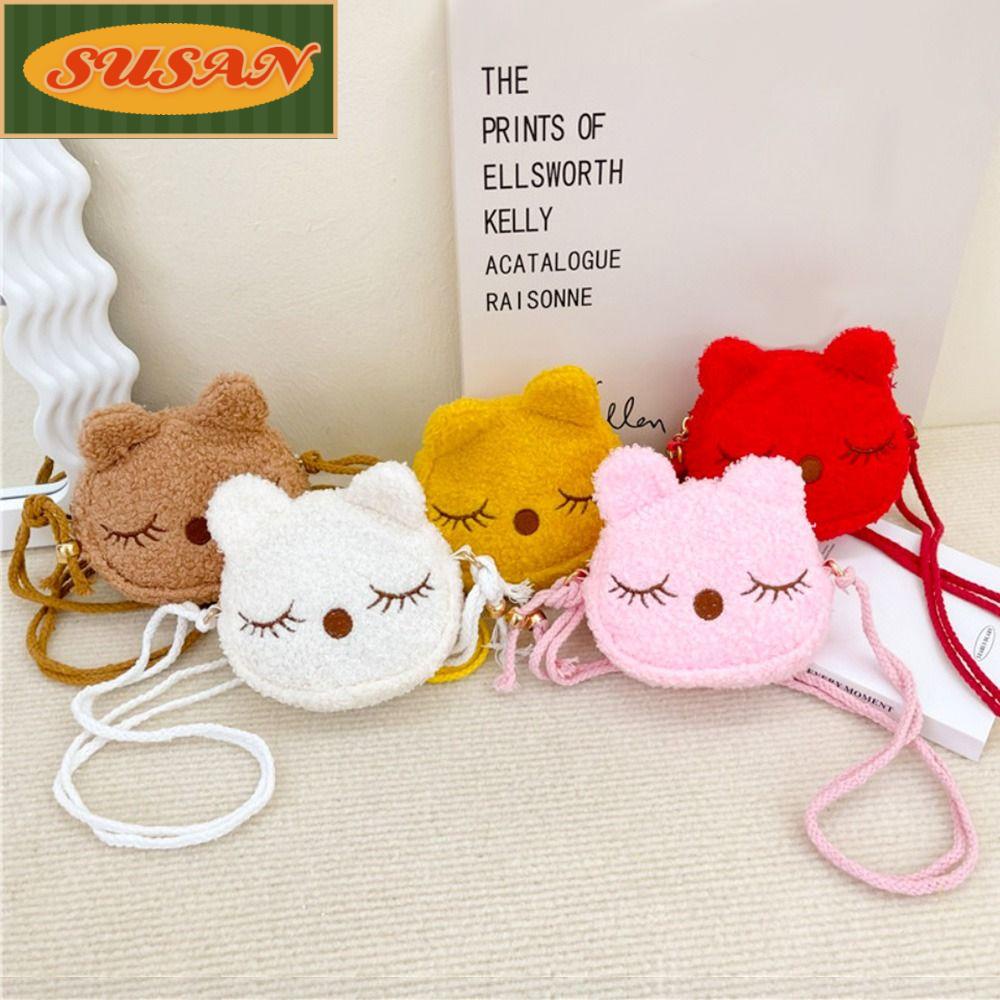 SUSANS Túi Xách Đeo Vai Phủ Lông Mềm Thời Trang Mùa Đông Đáng Yêu Dành Cho Bé Gái