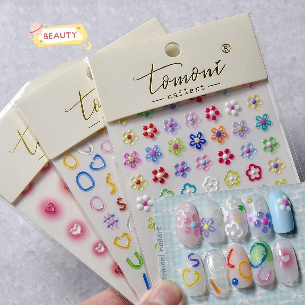 BEAUTY Miếng Dán Trang Trí Móng Tay Tự Dính Thiết Kế Xinh Xắn