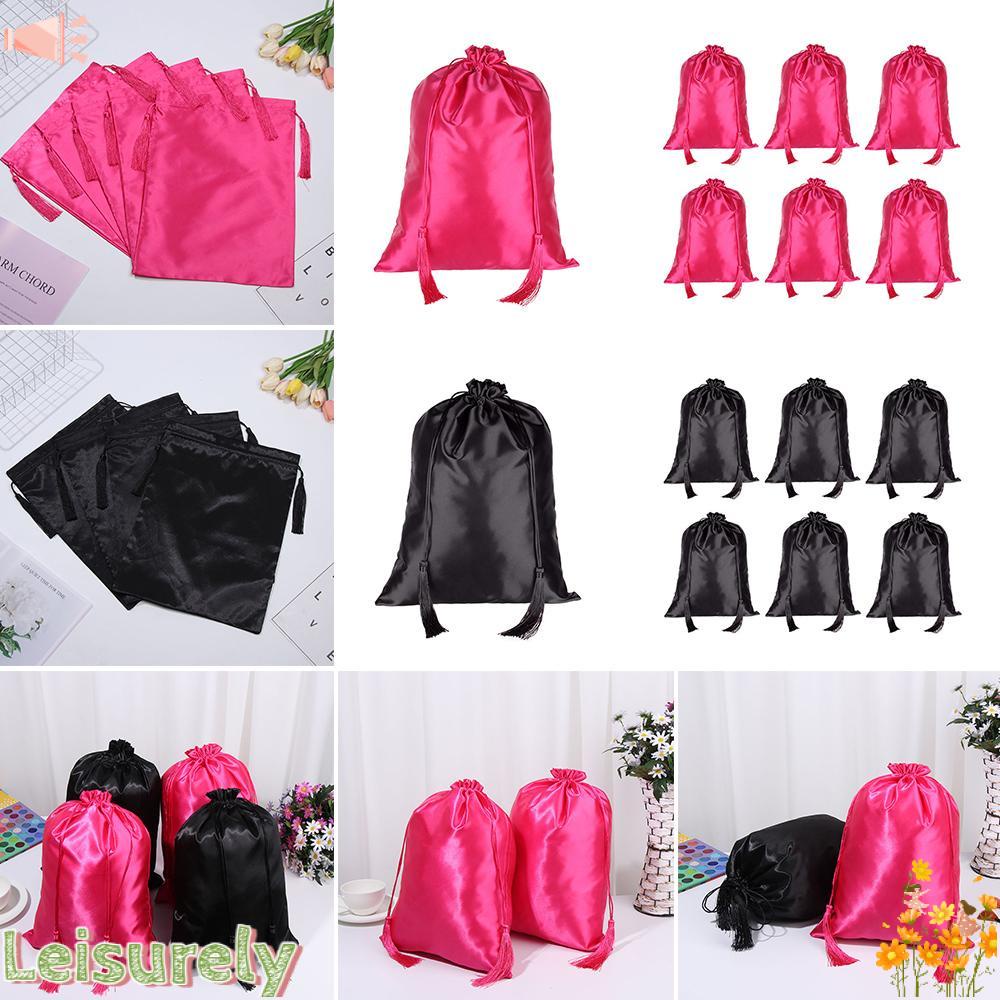 LEILY Túi Dây Rút Đựng Tóc Giả Bằng Lụa Satin Màu Sắc Xinh Xắn