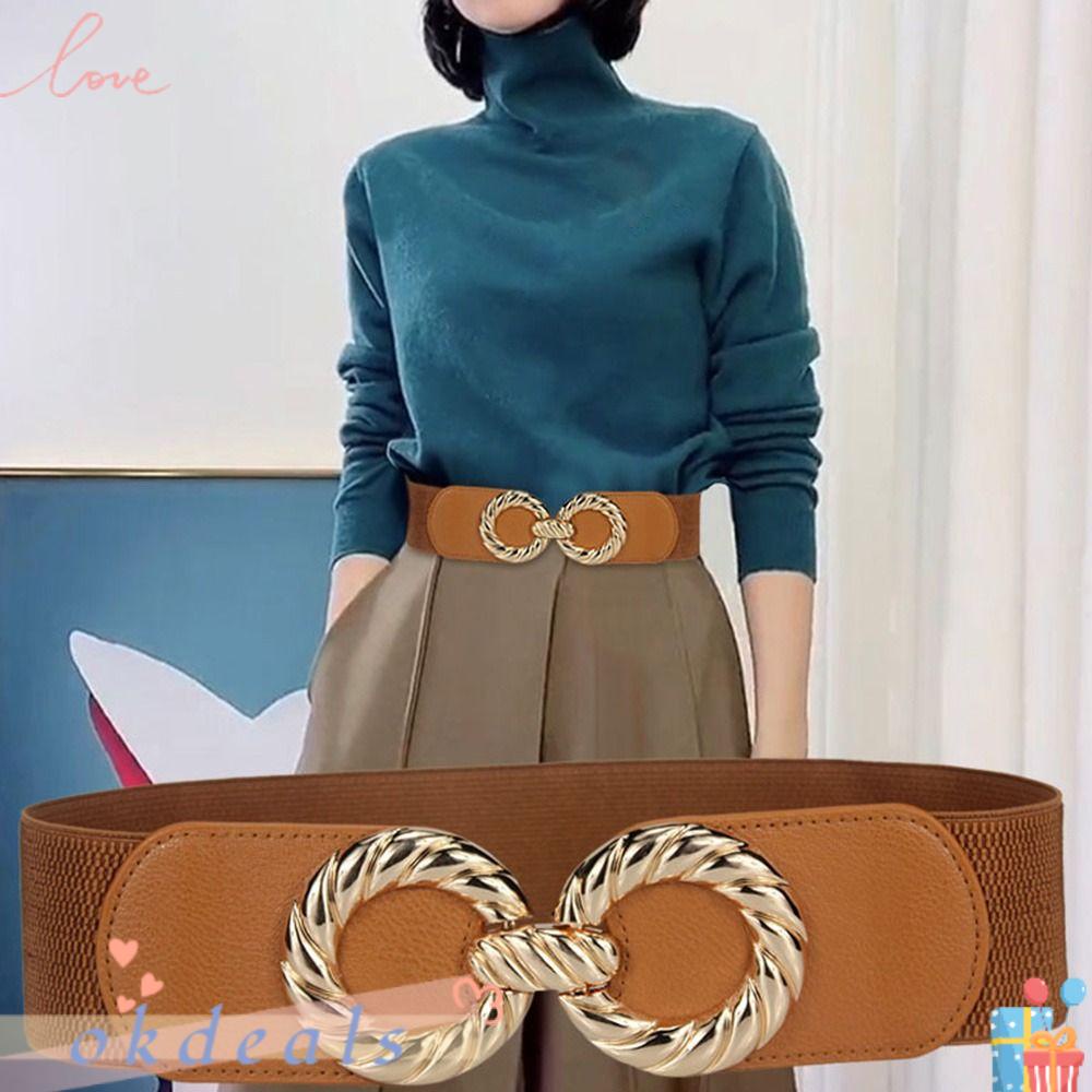 OKDEALS Thắt Lưng Co Giãn Khóa Tròn Thời Trang