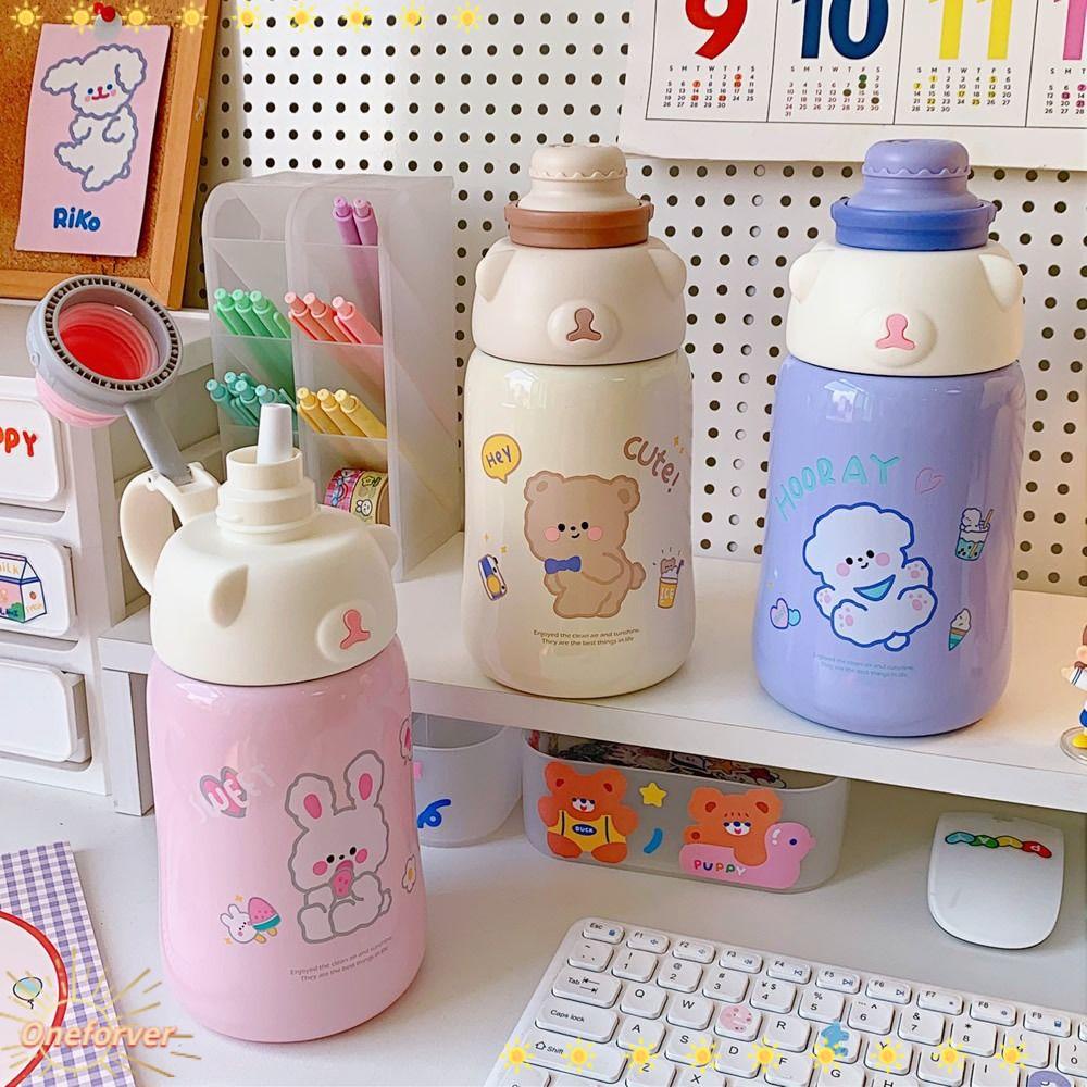 FOREVER Bình Nước Giữ Nhiệt Dung Tích Lớn 1130ML Kèm Ống Hút Họa Tiết Dễ Thương Cho