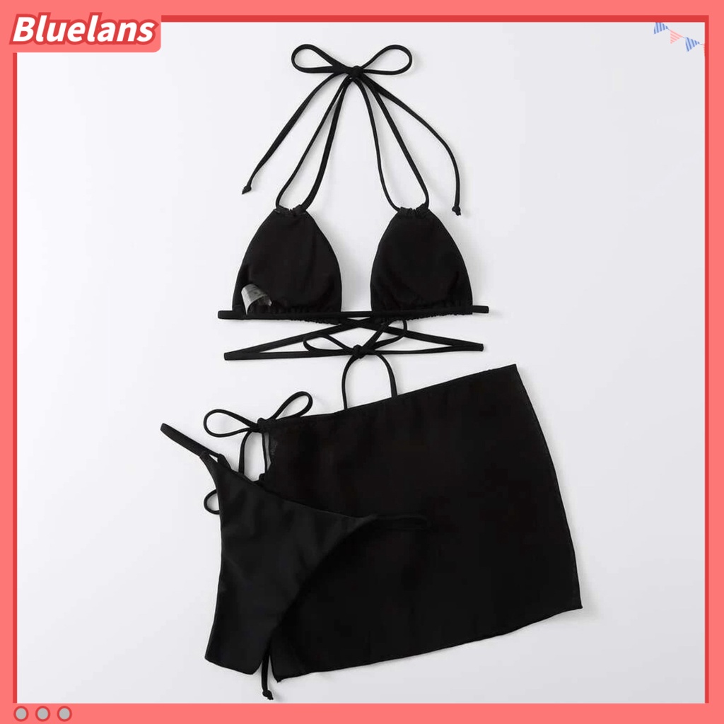 1 Bộ Đồ Bơi Hai Mảnh Bằng Polyester Siêu Mềm Màu Trơn Mau Khô Dành Cho Nữ