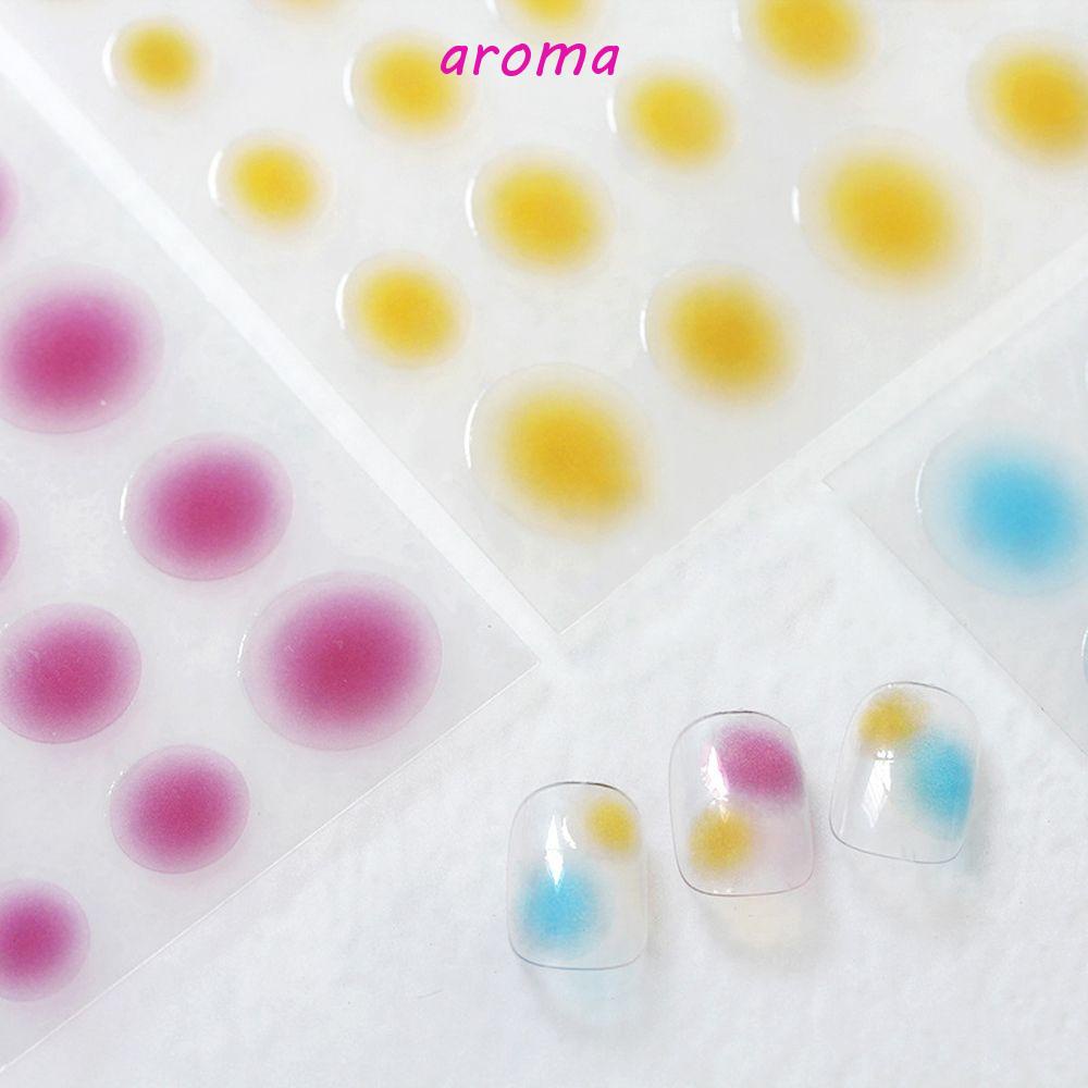 AROMA Miếng Dán Trang Trí Móng Tay Nhiều Màu Sắc Họa Tiết Trái Tim Xinh Xắn DIY
