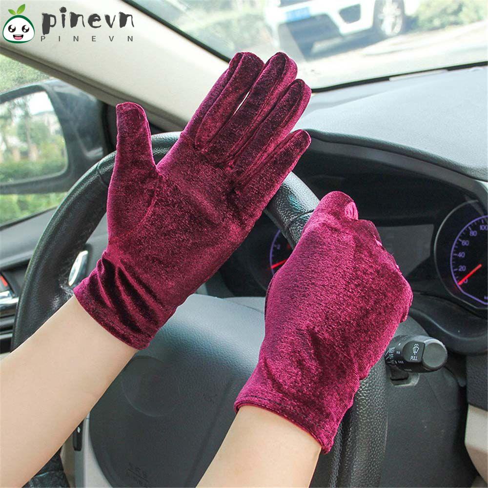 PINEVN Găng Tay Lái Xe Vải Nhung Co Giãn Thời Trang Cho Nữ