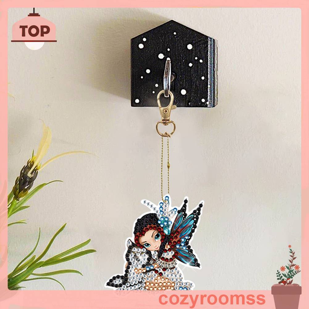 Set 6 Móc Khóa Hình Gấu Trúc Đính Đá 5D Tự Làm Dành Cho Người Mới Bắt Đầu