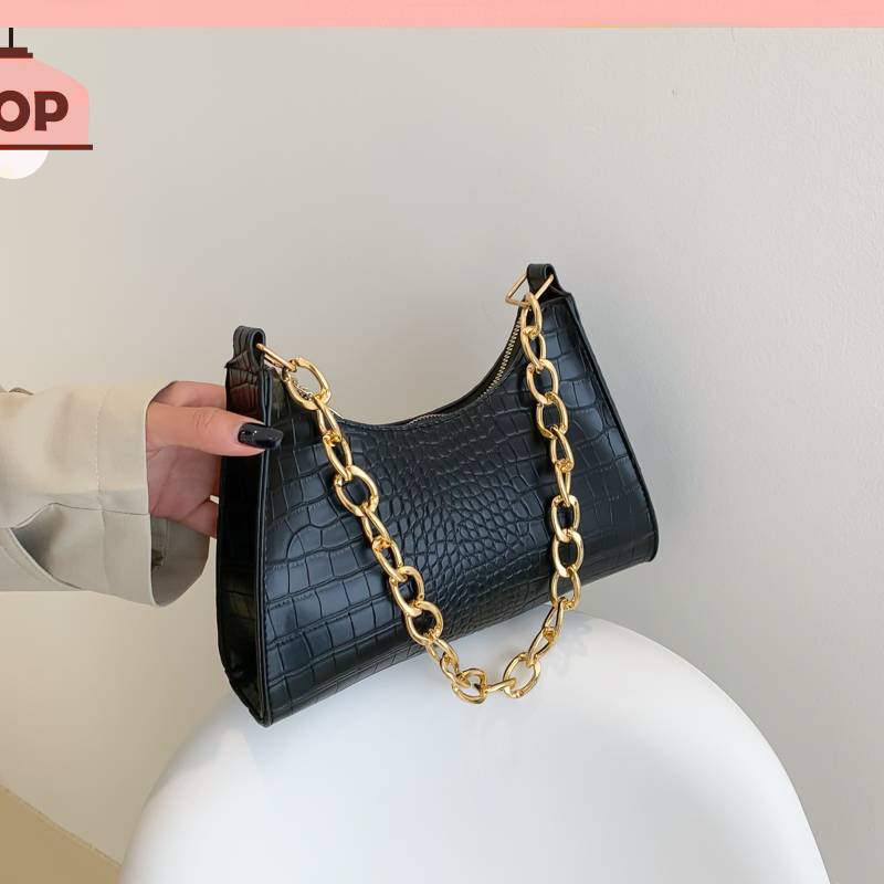 Túi Đeo Vai Họa Tiết Da Cá Sấu Phối Dây Xích Thời Trang Sang Trọng Cho Nữ