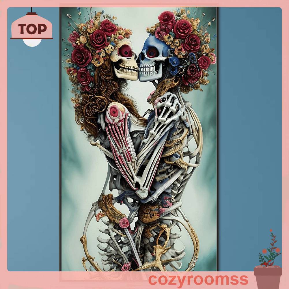 Tranh Đính Đá Kim Cương Toàn Bộ 5D DIY Hình Vẽ Bộ Xương Người Trang Trí Nhà Cửa