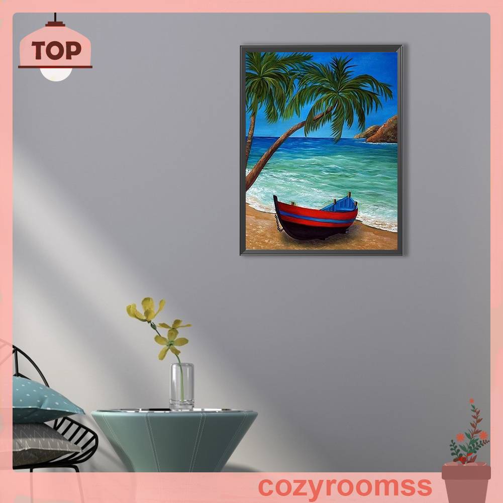 Tranh Đính Đá Kim Cương Toàn Bộ 5D DIY Hình Vẽ Cây Dừa