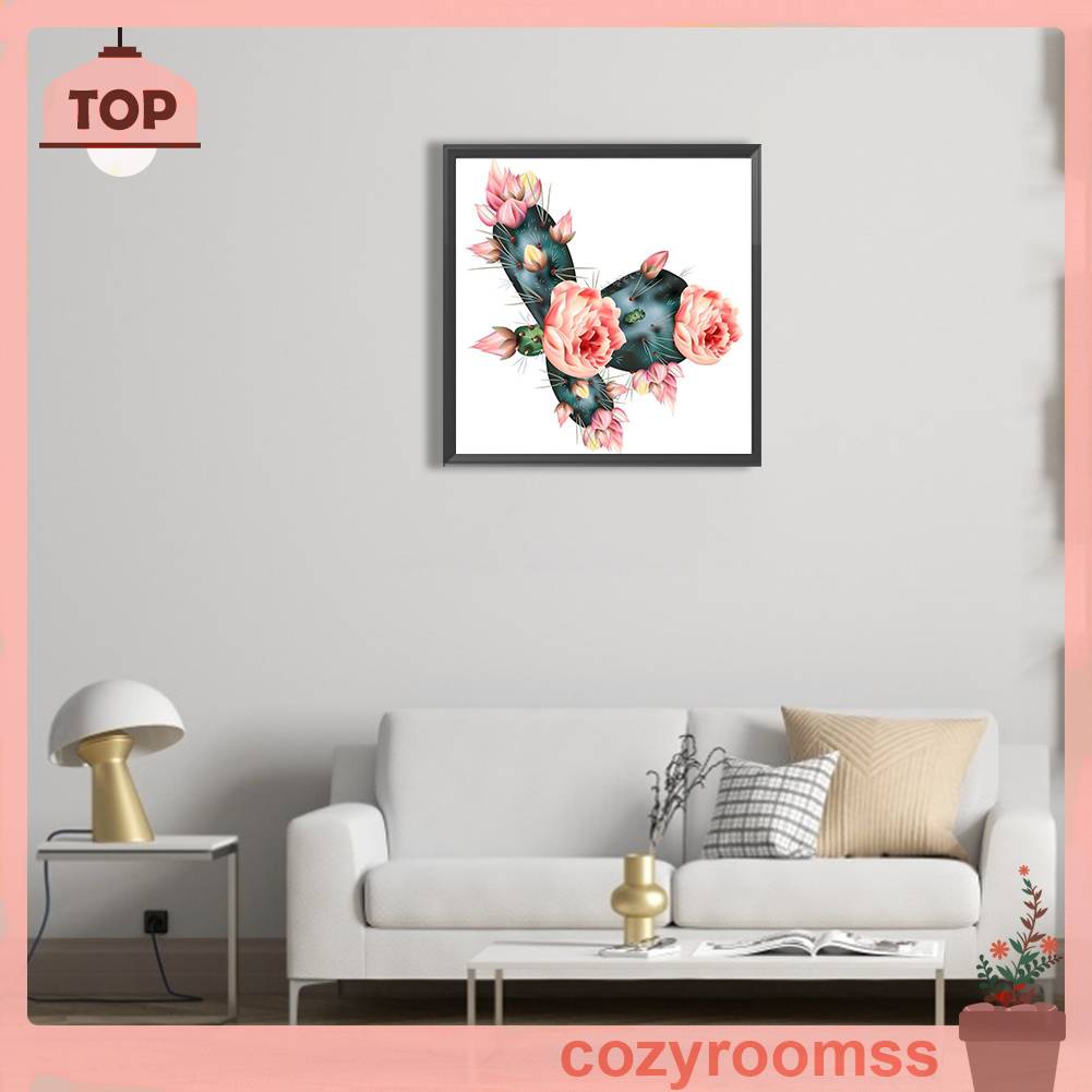 Tranh Đính Đá Kim Cương Toàn Bộ 5D DIY Hình Vẽ Cây Xương Rồng Trang Trí Nhà Cửa