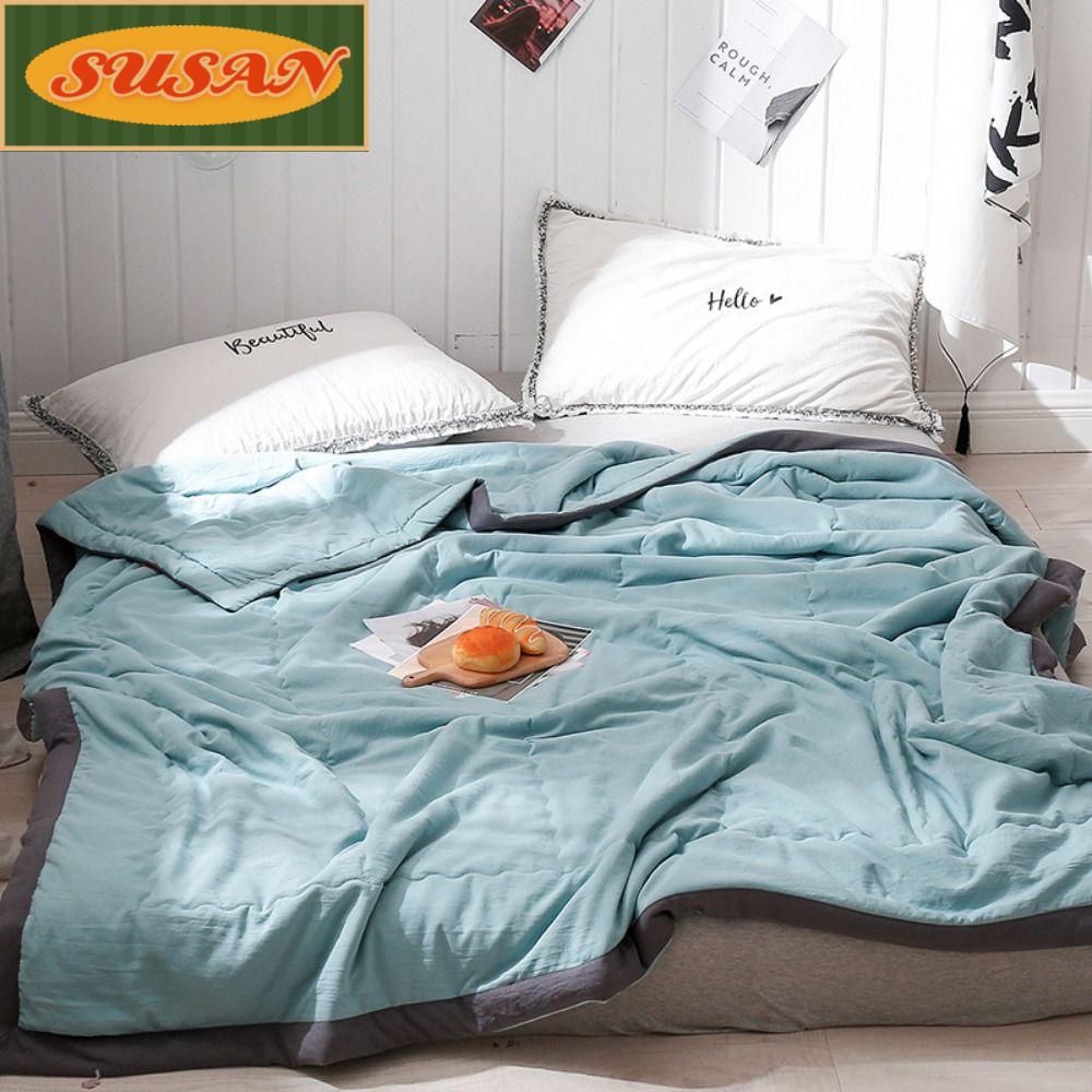 Susans Chăn Cotton Mỏng Nhẹ Màu Trơn Thoáng Khí Mùa Hè Dành Cho Phòng Điều Hòa