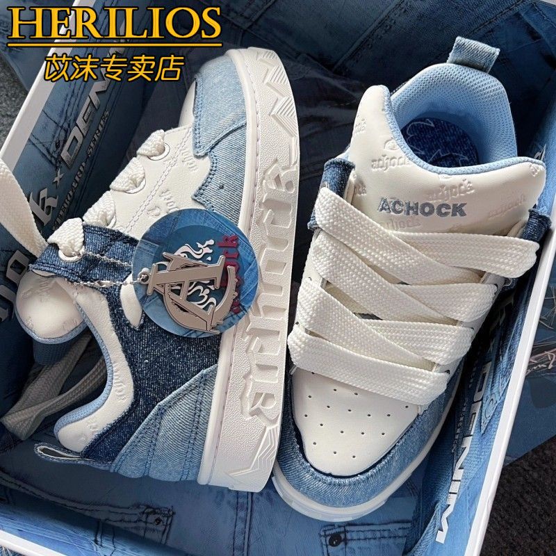 Giày Thể Thao Denim Màu Xanh Dương Thời Trang Mùa Hè 2023 Phong Cách Mới Cho Cặp Đôi