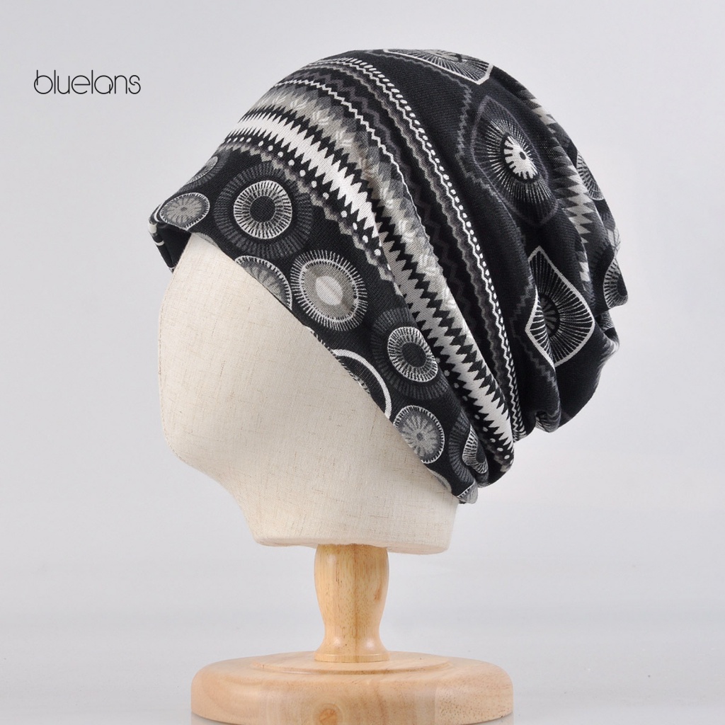 Mũ Beanie Dệt Kim Hở Chóp In Họa Tiết Vintage Trọng Lượng Nhẹ Bảo Vệ Tai Cho Nữ