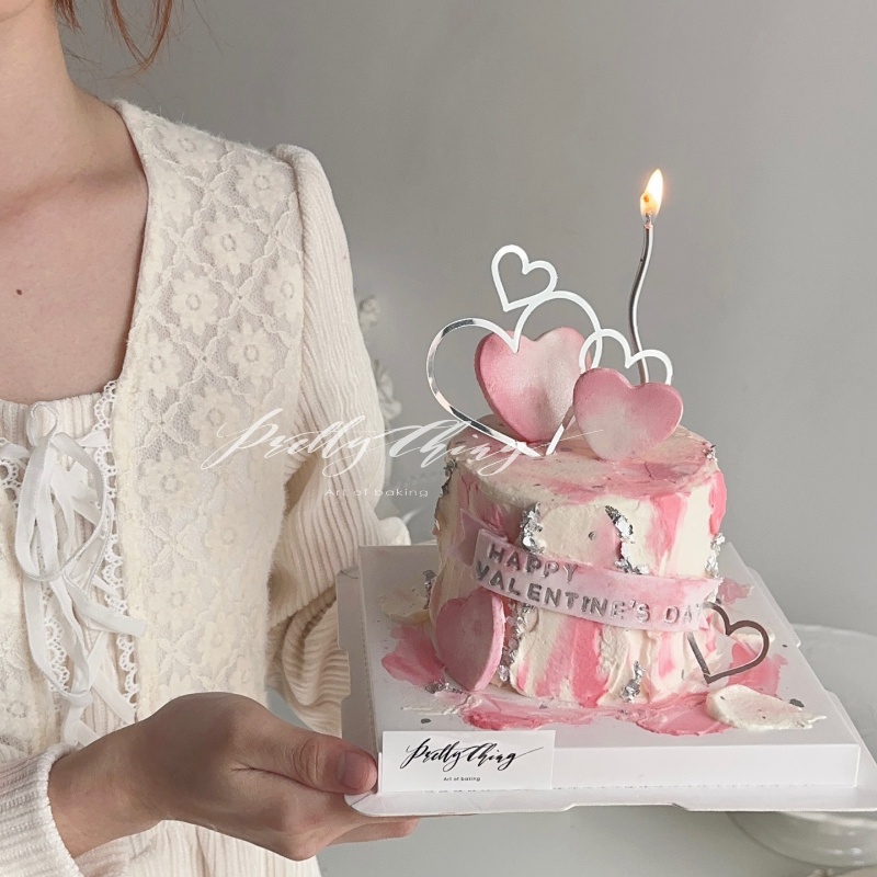 Phụ Kiện Trang Trí Bánh Kem Bằng acrylic Hình Trái Tim Dễ Thương
