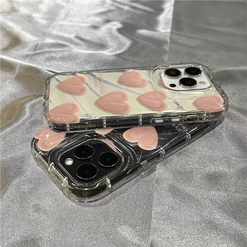 Ốp Điện Thoại Dẻo Trong Suốt Họa Tiết Trái Tim Màu Trắng Cho iPhone14promax 1312 / 11 7 / 8plus xr / sins Q8HI