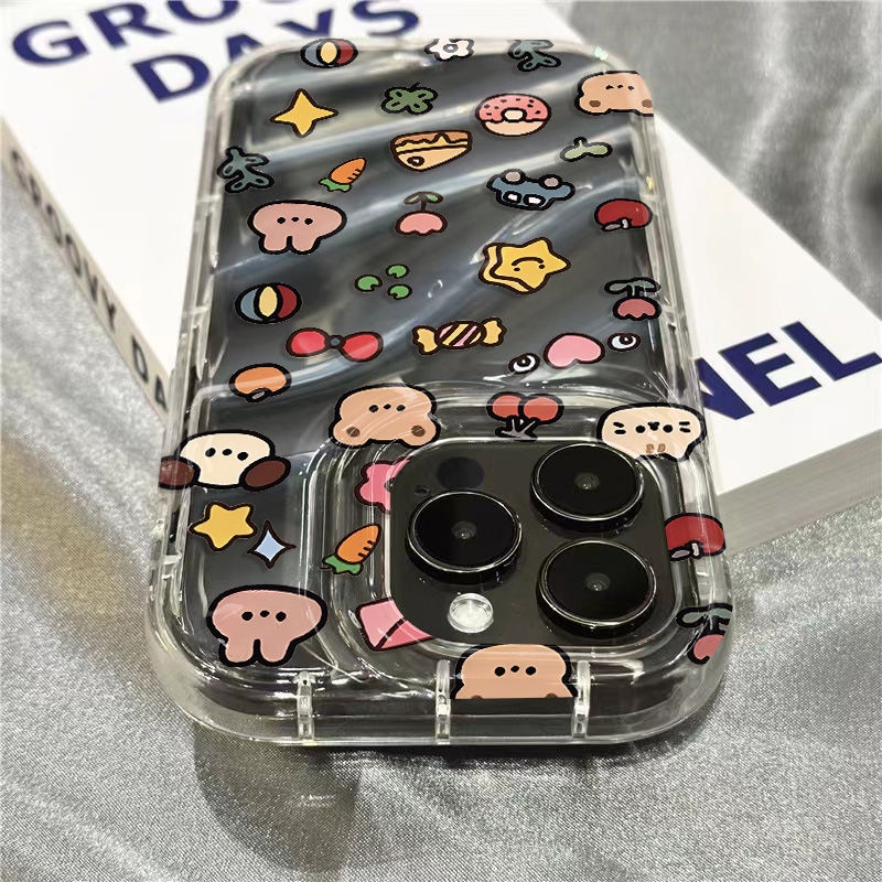 Ốp Điện Thoại Mềm Trong Suốt Họa Tiết Gấu Và Bánh Kem Dễ Thương Cho iPhone14promax 1312 / 11 7 / 8plus xr / sins ELJ9