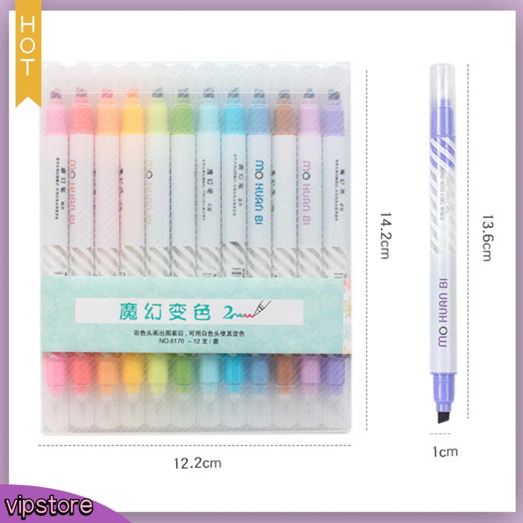 &lt;VIP&gt; 1 Set Bút Vẽ Hai Đầu Màu Sắc Tươi Sáng Chống Nước Thoải Mái Trọng Lượng Nhẹ