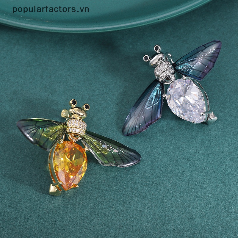 Ghim Cài Áo Hình Con Ong Đính Đá Pha Lê Nhiều Màu Thời Trang Cho Nữ