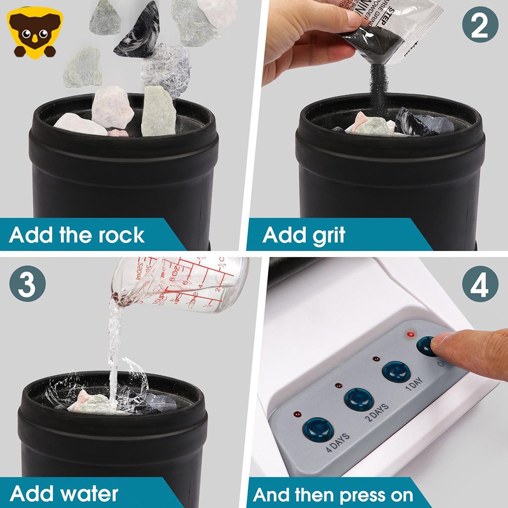 Bộ Dụng Cụ Đánh Bóng Rock Tumbler Chống Rò Rỉ Máy Đánh Bóng Thô Rocks Into Beautiful Gems SHOPCYC5398