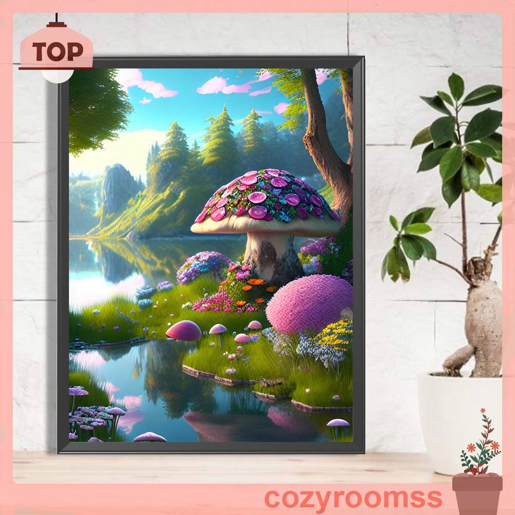 Tranh Đính Đá Kim Cương Toàn Bộ 5D DIY Hình Vẽ Cây Nấm