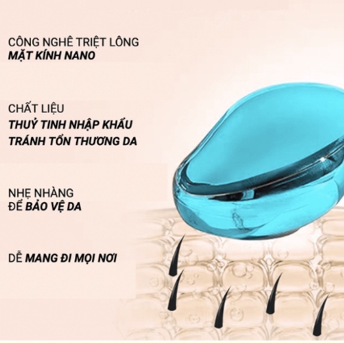 Đá tẩy lông bằng kính nano không đau Có Che tên sản phẩm cho bạn sử dụng dễ dàng tái sử dụng nhiều lần