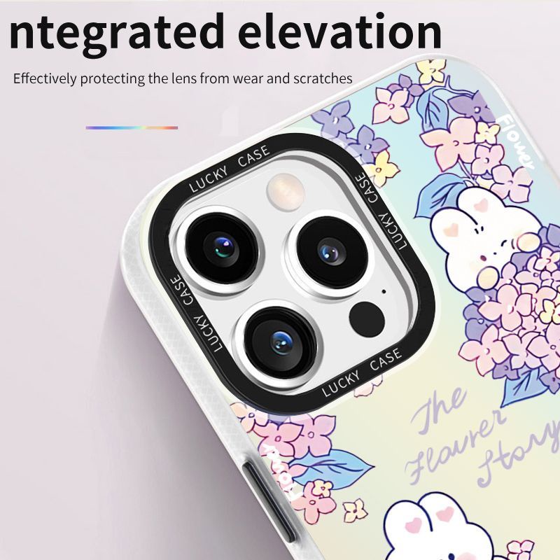 Ốp Điện Thoại Imd In Hình Thỏ Và Hoa Màu Laser Cho iPhonexr12678plusins IMD1314 Apple 6QGV Promax