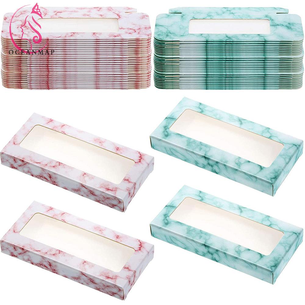 OCEANMAP Hộp Đựng Lông Mi Giả Họa Tiết Cẩm Thạch Màu Bạc Sang Trọng