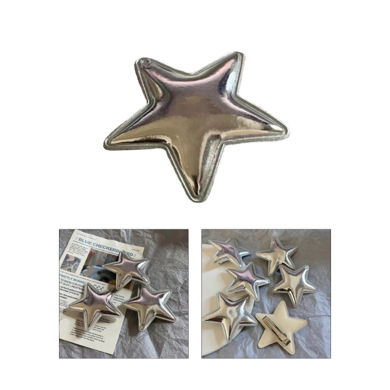 Kẹp Tóc Hình Ngôi Sao Năm Cánh Bằng Da PU Xinh Xắn Cho Nữ