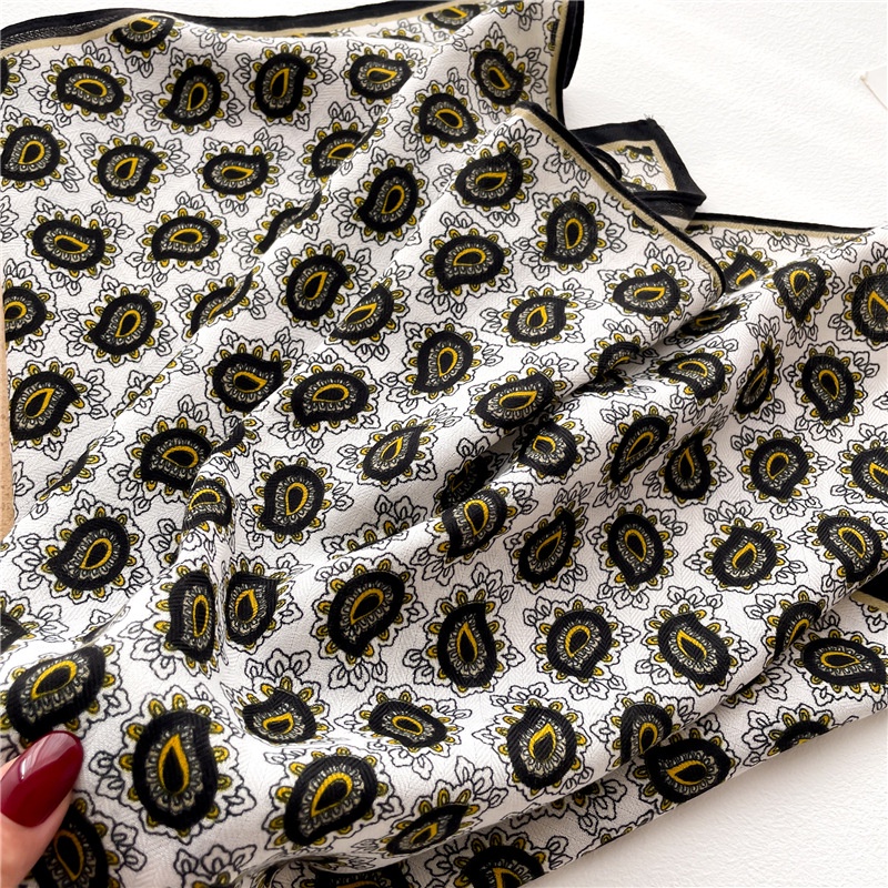 Khăn Choàng Cổ Hình Vuông 65X65Cm Chất Liệu Cotton Lanh Mỏng In Họa Tiết Hoa Hướng Dương Cho Nữ