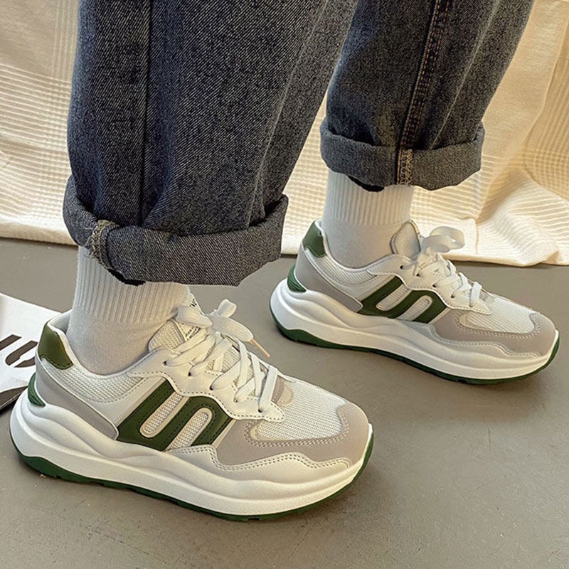 Giày thể thao MINGSHENG đế dày màu trắng nhỏ phong cách retro thời trang xuân thu mới cho nữ