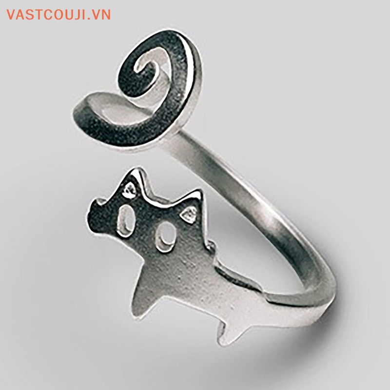 Nhẫn Hở Hình Mèo Màu Bạc Dễ Thương Có Thể Điều Chỉnh Cho Nữ